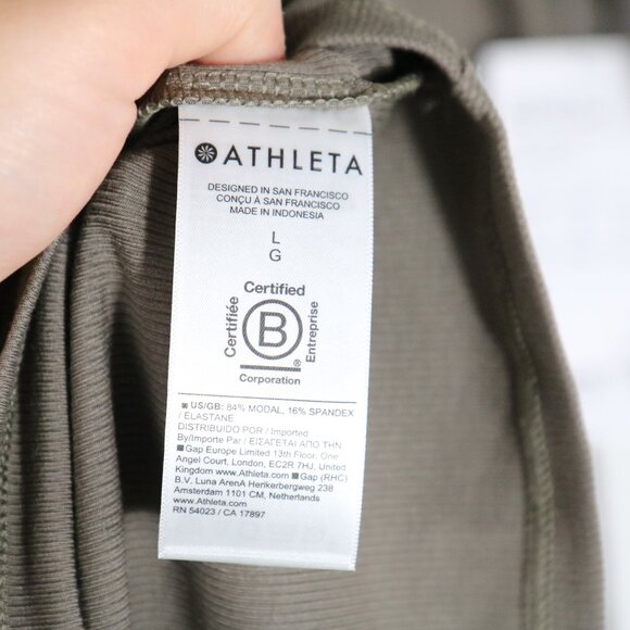 Athleta Signature Rib Mock Neck Dress Women Large Gray Stretch Modal Fitted Midi - Picture 7 of 8